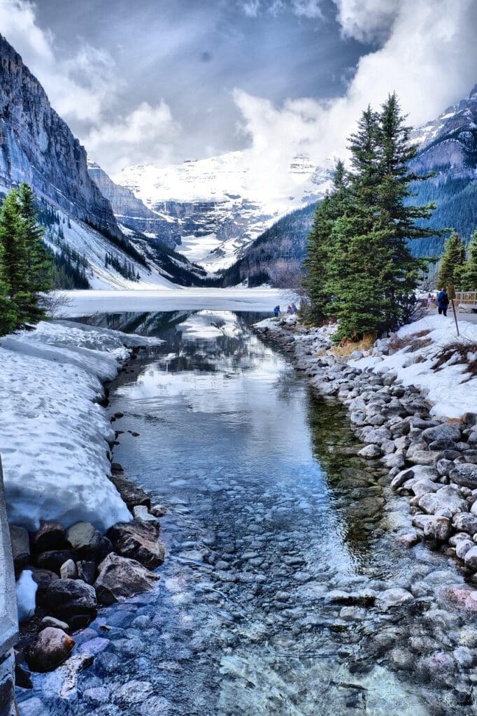 lake louise, ice, winter, mountains, lake, banff, glacier, canadian, alberta, canada, snow, cold, frozen, blue, landscape, mountain, rockies, travel, peace, nature, stream, calm, clouds, blue mountain, blue calm, blue peace, lake louise, lake louise, lake louise, lake louise, lake louise, banff, canada